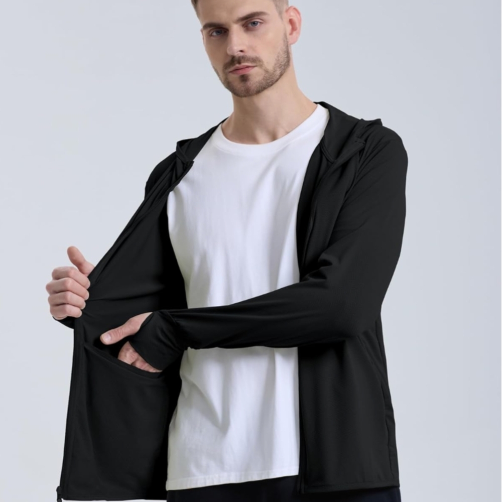 Men's UPF 50 Black Sun Hoodie - XXL - Picture 4 of 10